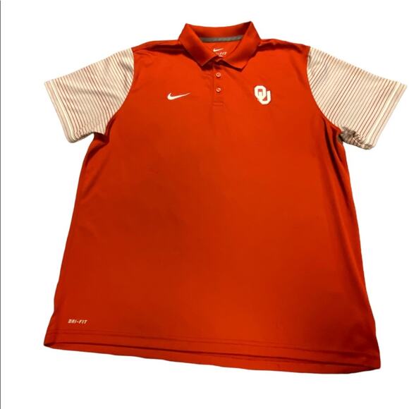 OU University of Oklahoma Mens Nike Polo Style XXL Dri-Fit Logo Shirt - Picture 1 of 6